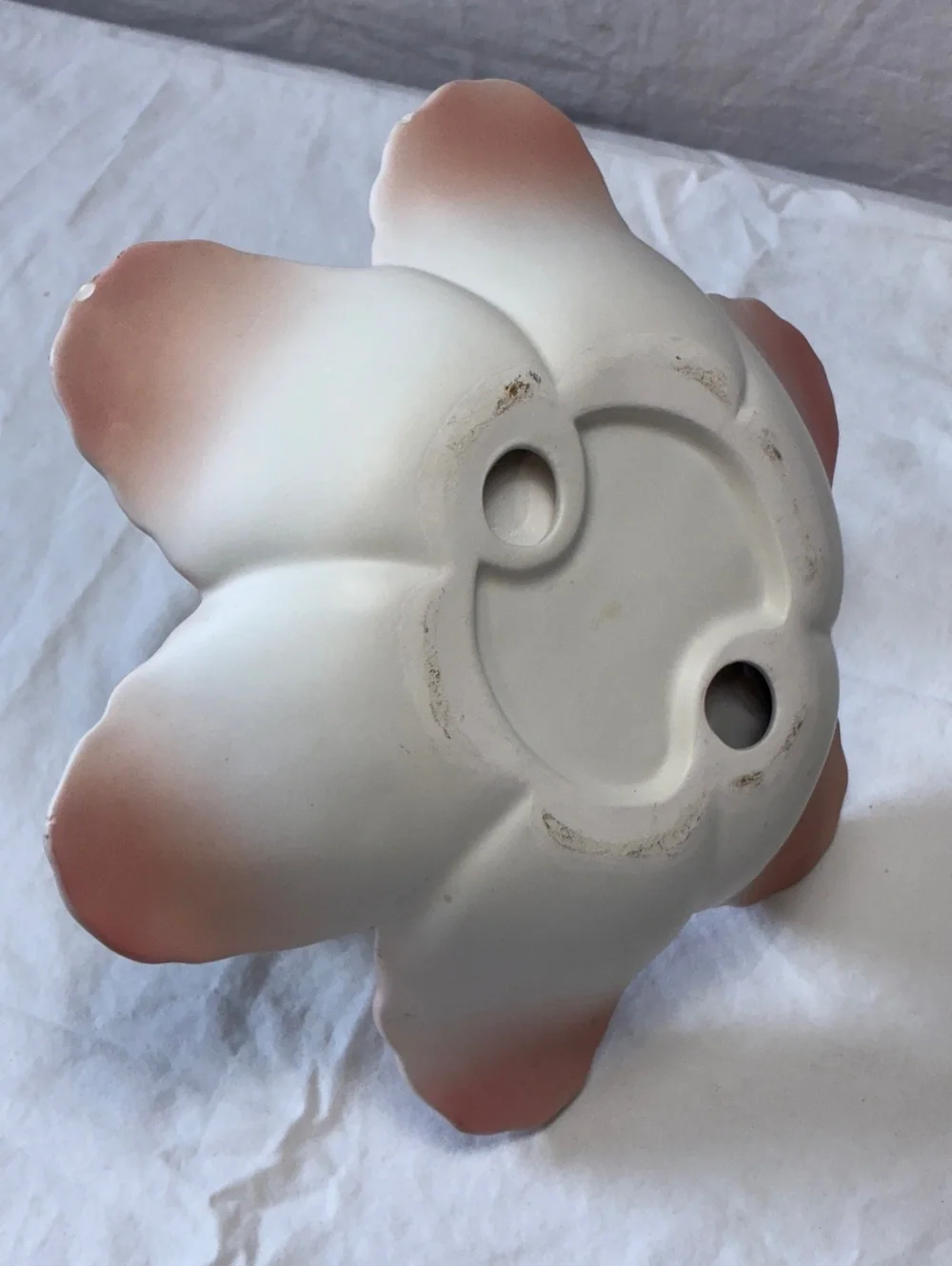 Vintage Ceramic Flower Basket with stem handle
